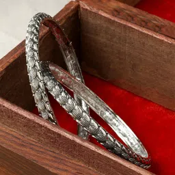 TEEJH Set Of 2 Silver Plated Bangles-picture-36