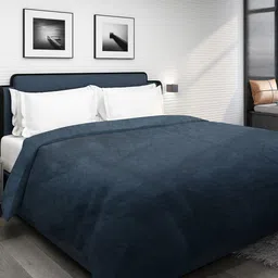 DHROHAR Navy Blue Fur Geometric Mild Winter 300 GSM Double Bed Blanket-picture-18