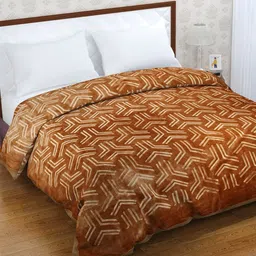 Florida Brown & White Geometric Mink Heavy Winter 1050 GSM Double Bed Blanket-picture-10