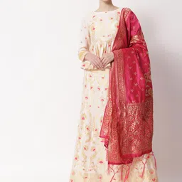 Fabcartz White & Red Printed Semi-Stitched Lehenga & Unstitched Blouse With Dupatta-picture-23