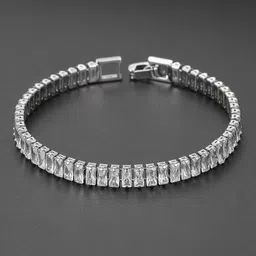 Peora Women Silver-Plated Crystals Link Bracelet-image-41