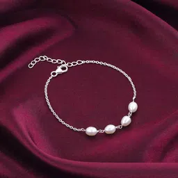 GIVA Women 925 Sterling Silver Pearls Rhodium-Plated Wraparound Bracelet-picture-15