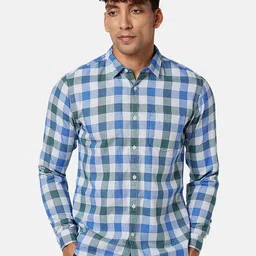 BYFORD by Pantaloons Men Slim Fit Gingham Checks Cotton Casual Shirt-image-7