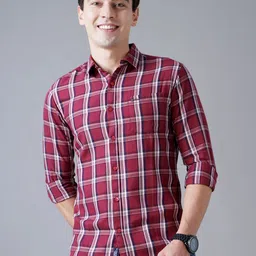 PAUL STREET Men Slim Fit Tartan Checks Spread Collar Pure Cotton Casual Shirt image 1