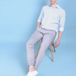 Crimsoune Club Spread Collar Long Sleeves Classic Slim Fit Pinstripes Checked Casual Shirt-picture-42