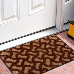 Kuber Industries Set Of 2 Brown & Blue Textured Velvet Anti-Skid Doormat image 4