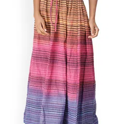 Exotic India Striped Pure Cotton A-line Maxi Skirt-picture-21