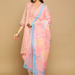 HEEPOSH Floral Embroidered Kurta with Trousers & Dupatta-picture-23