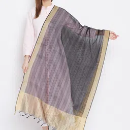 Clora Creation Black & Blue Striped Dupatta with Zari-picture-39