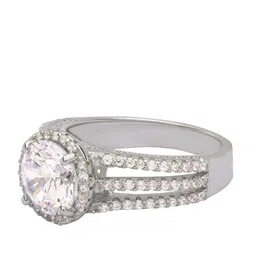 ANAYRA 925 Sterling Silver Silver-Toned White Stone-Studded Finger Ring-picture-24