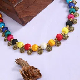 AKSHARA Multicoloured & Gold-Toned German Silver Gold-Plated Handcrafted Necklace-picture-24