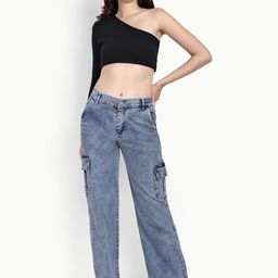 Next One Women Smart Wide Leg High-Rise Heavy Fade Stretchable Jeans-image-83