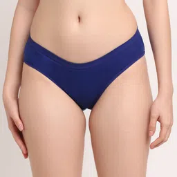 Friskers Women Blue Solid Premium Cotton Hipster Briefs - O-325-05-S-image-4