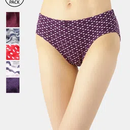 Leading Lady Women Pack of 6 Pure Cotton Lycra Mid-Rise Printed Hipster-picture-20