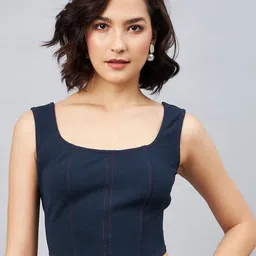 Orchid Blues Square Neck Fitted Crop Top-picture-10