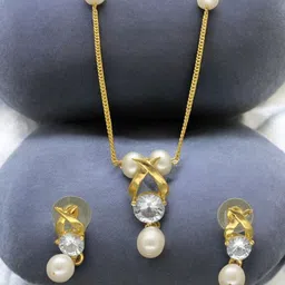 Sri Jagdamba Pearls Dealer Gold Plated CZ Stone Studded & Beaded Necklace and Earrings-picture-54