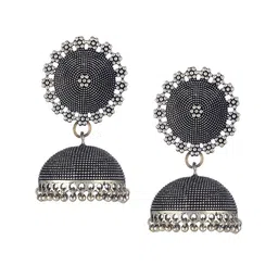 Adwitiya Collection Silver-Plated Dome Shaped Jhumkas image 1