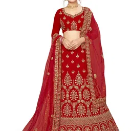 MANVAA Embroidered Thread Work Semi-Stitched Lehenga & Unstitched Blouse With Dupatta-picture-46