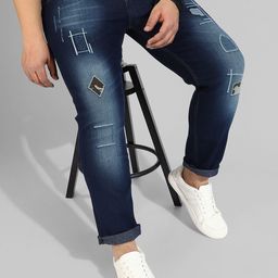 Instafab Plus Men Plus Size Classic Mildly Distressed Light Fade Stretchable Cotton Jeans-picture-31