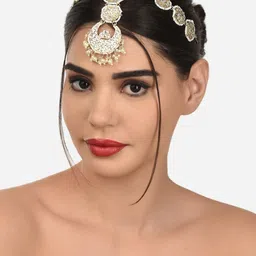 Zaveri Pearls Gold-Plated White & Cream-Toned Kundan-Studded Mathapatti-picture-23