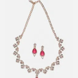 Kennice Rose Gold-Plated AD-Studded & Beaded Jewellery Set-picture-10