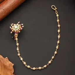 Jazz and Sizzle Gold-Plated Kundan Chained Nosepin-picture-56
