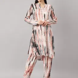KALINI Tie and Dye Printed Mandarin Collar Long Sleeves Regular Kurta With Salwar-picture-39