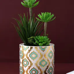 TAYHAA White & Blue Printed Ceramic Planter-picture-7