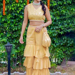 Libas Women Chic Embellished Top with Solid Sharara-picture-23