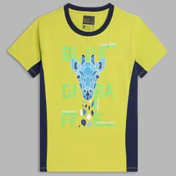 Blue Giraffe Boys Yellow & Blue Brand Logo Printed Pure Cotton T-shirt-picture-22
