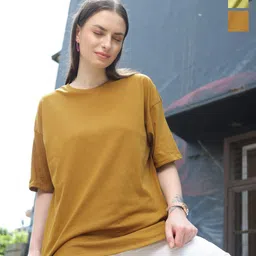 TITTLI Pack Of 2 Pure Cotton Drop-Shoulder Sleeves Oversized T-shirt-picture-23