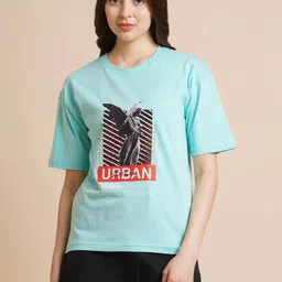 DressBerry Women Graphic Printed Round Neck Oversized T-shirt-image-71