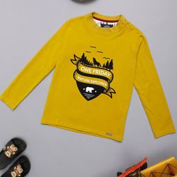 One Friday Boys Typography Printed Round Neck Long Sleeves Cotton Casual T-shirt-image-12