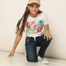 Vero Moda Girls Graphic Printed Round Neck Cotton T-shirt-picture-27