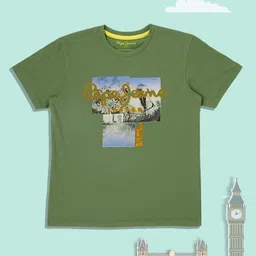 Pepe Jeans Boys Olive Green Graphic Printed T-shirt-picture-10