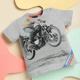 Chicco Boys Grey Melange & Black Bike Printed T-shirt-image-44