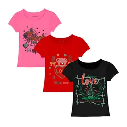 CoolTees4U Girls Pack Of 3 Graphic Printed Round Neck Short Sleeves Cotton T-shirt-picture-18