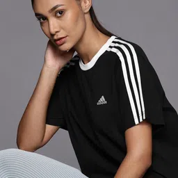 ADIDAS Women Black W 3S BF T Pure Cotton Solid T-shirt-picture-31