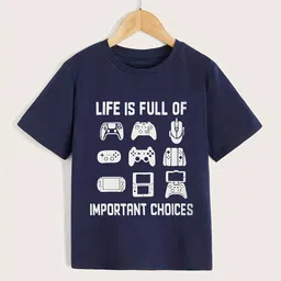StyleCast Boys Navy Blue Graphic Printed Regular T-shirt-picture-38