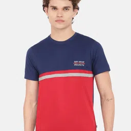 Dollar Men Navy Blue & Red Colourblocked T-shirt-picture-24