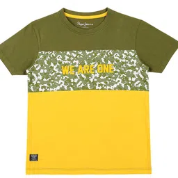 Pepe Jeans Boys Green & Yellow Colourblocked T-shirt-picture-31