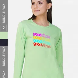 CHOZI Pack Of 2 Typographic Printed Long Sleeves Cotton T-shirt-picture-26