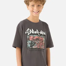 Juniors by Babyshop Boys Graphic Printed Round Neck Cotton Oversized Spider-Man T-shirt-picture-20