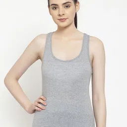 Friskers Women Grey Solid Tank Pure Cotton Top-picture-14