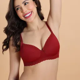 Zivame Padded Non Wired 3/4Th Coverage T-Shirt Bra - Sundried Tomato-picture-26