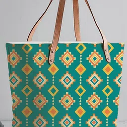 STYBUZZ Green Printed Structured Tote Bag-picture-13