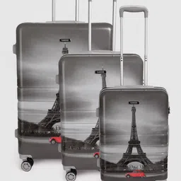 Teakwood Leathers Set of 3 Paris Print 360 Degree Rotation Hard Trolley Bags 182.3L-picture-38