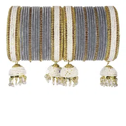 ZULKA Set Of 32Zircon Gemstone-Studded& Beaded Latkan Bangles-picture-17