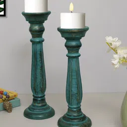Homesake Set Of 2 Turquoise Blue Candle Holders-picture-11