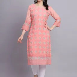 VAIRAGEE Geometric Embroidered Thread Work Georgette Kurta-image-1